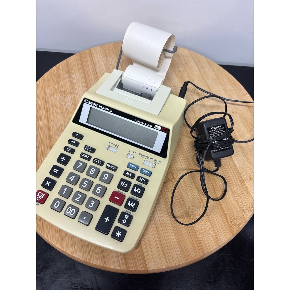 Canon P23-DH III Desktop Printing‎ Calculator & Power Adaptor Tested W/ Roll